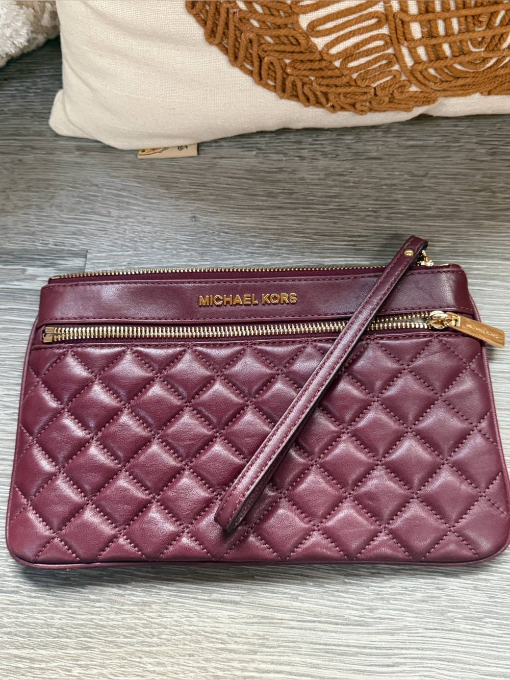 Michael Kors Quilted Crossbody in Berry with Gold Hardware